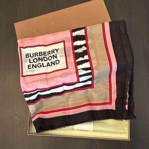Authentic NWT & Box Burberry Painted Zebra Scarf.